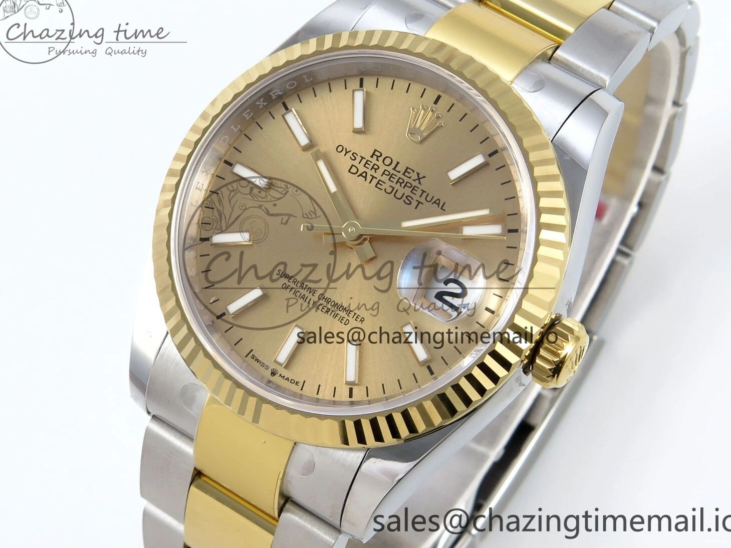 MiroTime 0418 SmartChoice DateJust 36 126233 EWEF Best Edition YG Stick Dial on SS YG Oyster Bracelet A 669